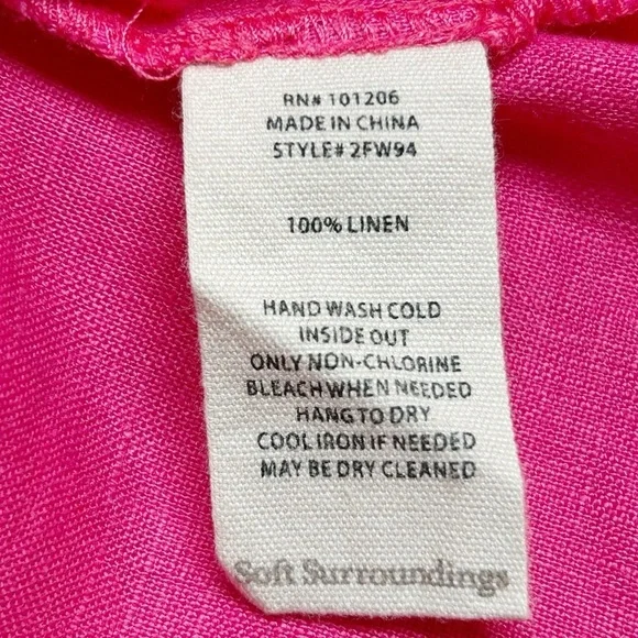 Soft Surroundings Saja 100% Linen Tunic Top Pink Tortoise Shell Accent Size S - Picture 4 of 7